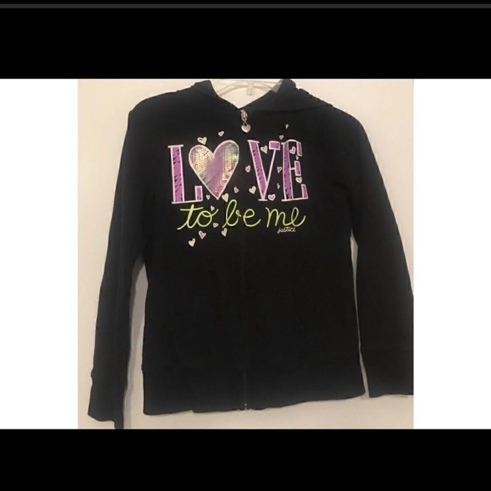 Justice Zip Up Hoodie Sweatshirt